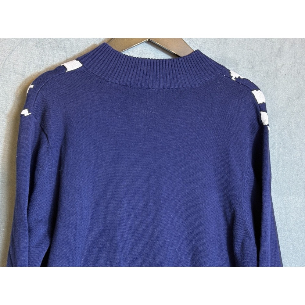 Chicos Weekends Cardigan Sweater Navy w/White Lightweight Beach Summer Nights 3 - Picture 13 of 15